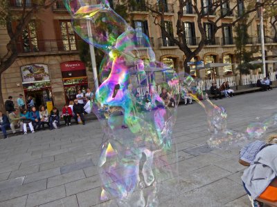 Big Bubbles in front of the Cathedral of Barcelona