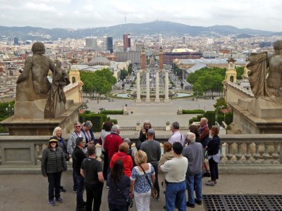 View of Barcelona from Montjuic Hill with Les Quatre Columnes (the Four Columns) in the Foreground