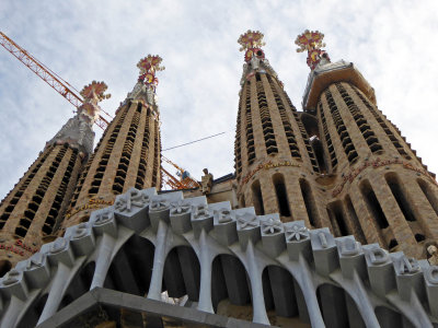 Towers and decoration above the Passion Facade