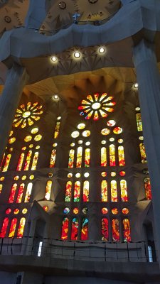 Warm color Stained Glass on the West side of the Sagrada Familia