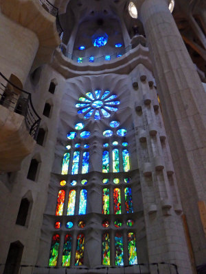 Cool color Stained Glass on the East side of the Sagrada Familia