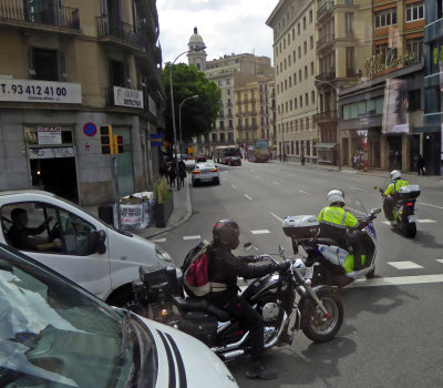 Police on Scooters in Barcelona
