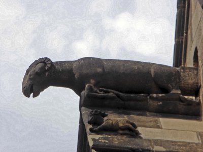 Ram Gargoyle on the Gothic Cathedral of Barcelona