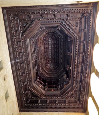 16th Century wooden coffered ceiling above the noble staircase of the Viceroy's Palace, Barcelona