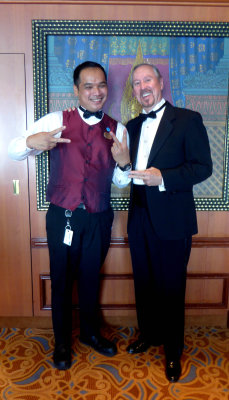 Matthew gave Bill a Black Bowtie for Formal Night