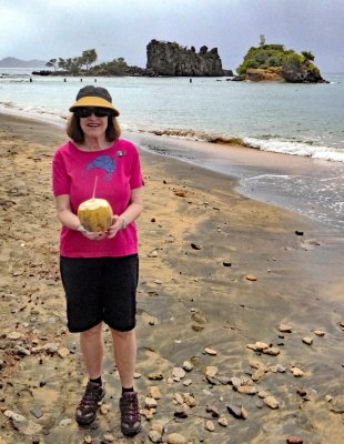 Drinking Coconut Water on Indian Beach, St. Vincent
