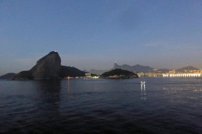 Sailing past Sugarloaf in Rio with Christ the Redeemer in the Middle