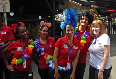 Staff at Corcovado Railway Station in Rio de Janeiro, Brazil