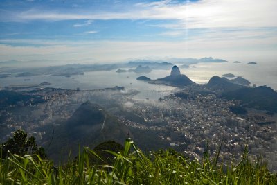 View of Botafogo Bay and Sugarloaf Mountain from Corcovado Mountain