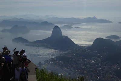 Hazy view of Sugarloaf Mountain from Corcovado Mountain