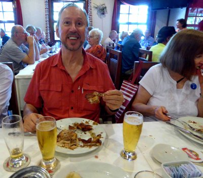 Bill on his Second Round of Ribs and Beer
