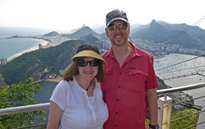 On top of Sugarloaf Mountain with Copacabana Beach in the Background