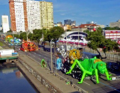 Floats lined up for Carnival Parades