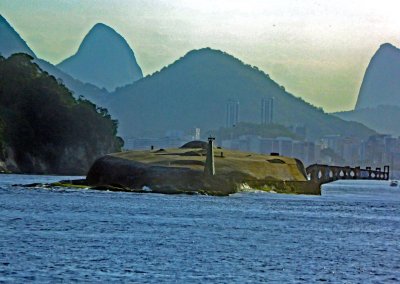 Passing Fort Tamandar‚ (1555) in Guanabara Bay, as we Depart Rio