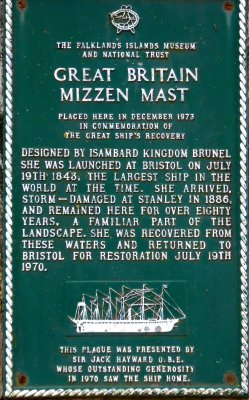 Great Britain Mizzen Mast Plaque, Stanley, East Falkland Island