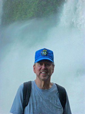 Bill feeling the spray at Bossetti Falls