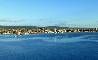 Our View of  Punta Arenas, Chile, from the Island Princess anchored in the Strait of Magellan