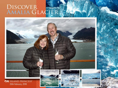 Visiting Amalia Glacier during Happy Hour aboard the Island Princess