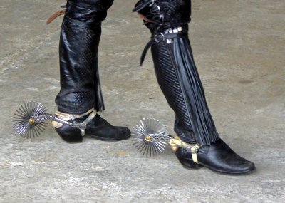 Dancers wear the traditional Chilean Huaso boots & spurs