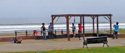 More public exercise equipment on a Beach in Chile