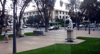 Italian Statues along Pedestrian Walkway in La Serena, Chile