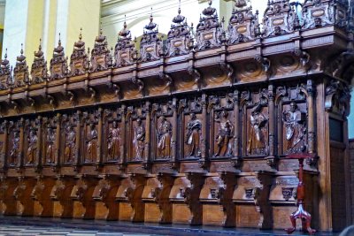 Carving on Choir Stalls in the Cathedral of Lima, Peru