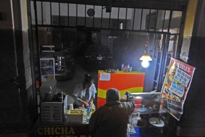 Food Stand in a Garage in Lima, Peru