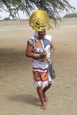 Moche (pre-Incan) descendant dressed in Ceremonial Dress of Moche People
