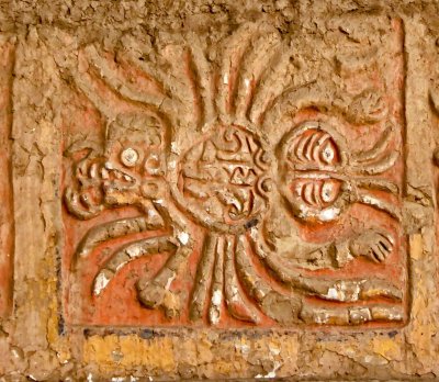 Two-headed Spider on the wall of the 'Ceremonial Enclosure' at the Temple of the Moon