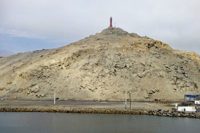 Salaverry, Peru, Lighthouse sits on top of a Sand Mountain