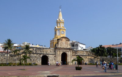 Main Gate (Puerta del Reloj) into the Old City of Cartagena, Colombia