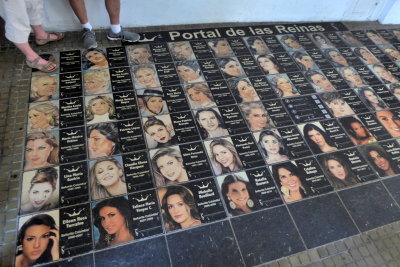 Sidewalk in Cartagena showing all Miss Colombias (contestants in Miss Universe) since 1934