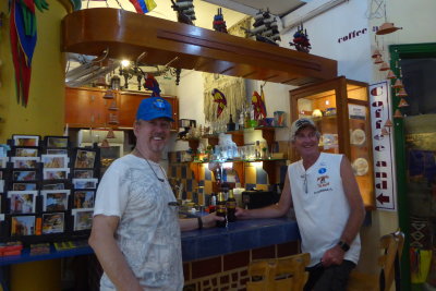 Bill and Bill found a Local Beer in the Old City of Cartagena