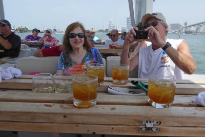 Susan, Bill, and Rum Punch on the Bay of Cartagena
