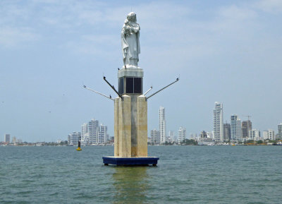Passing Statue of the Madonna and Child in the Bay of Cartagena