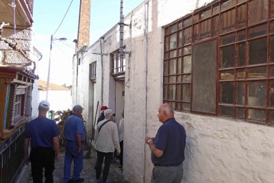 Entering 150-year old bakery in Favaios, Portugal