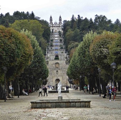 Main Street of Lamego leads to the foot of the Church of Our Lady of Consolation (1761)