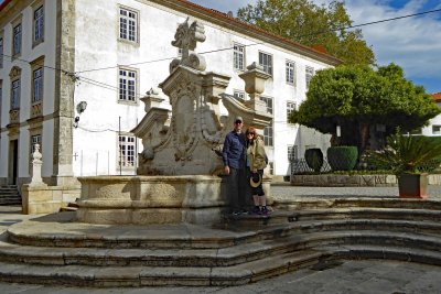 Arriving at the Church of Our Lady of Remedies (by bus--not by climbing 686 steps)