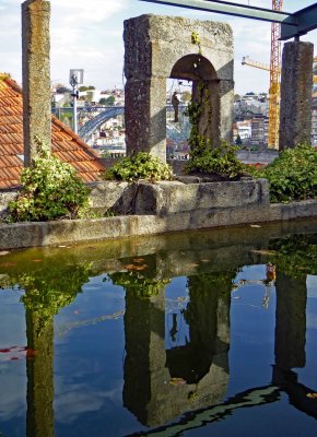 St. Anthony hanging above pool at Taylor's Fladgate  in Gaia, Portugal