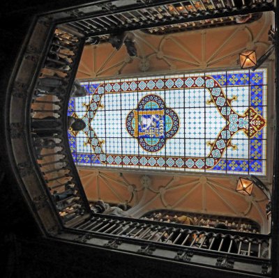 Skylight in Livraria Lello Bookstore in Porto