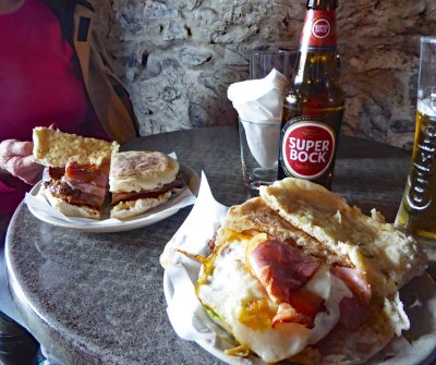 Prego (steak sandwich) & Prego Especial at Pub #2 in Funchal, Madeira