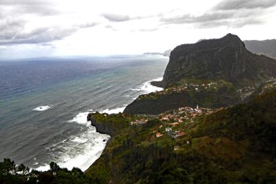 Sao Roque do Faial, Madeira with Eagle rock (Penha de Aguia) in the background