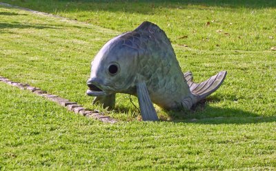 Fish statue in Belem Park, Lisbon, Portugal