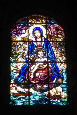 Stained glass in Jeronimos Monastery, Lisbon