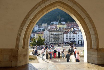 Looking at the town of Sintra from inside the Palace of Sintra