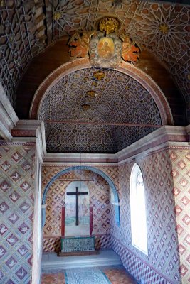 The tiled floor and wooden in the Palatine Chapel are some of the oldest examples of Mudejar work in Portugal