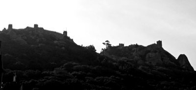 Silhouette of the 8th Century 'Castle of the Moors' overlooking Sintra