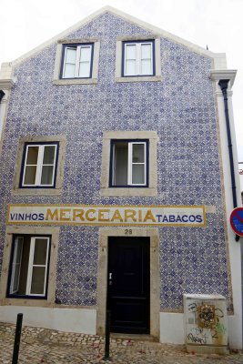 Azulejos tiles on business in Cascais, Portugal