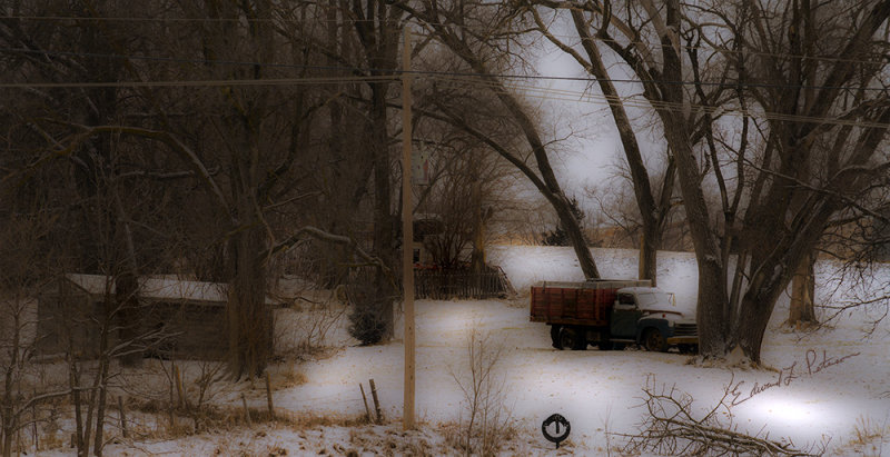 Back in the day this was a very busy place! Now the only movement is the changing season. This truck becomes a winter truck until spring.

An image is available at http://edward-peterson.pixels.com/featured/winter-truck-edward-peterson.html?newartwork=true