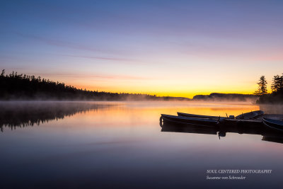 Dawn at Clearwater lake with boats